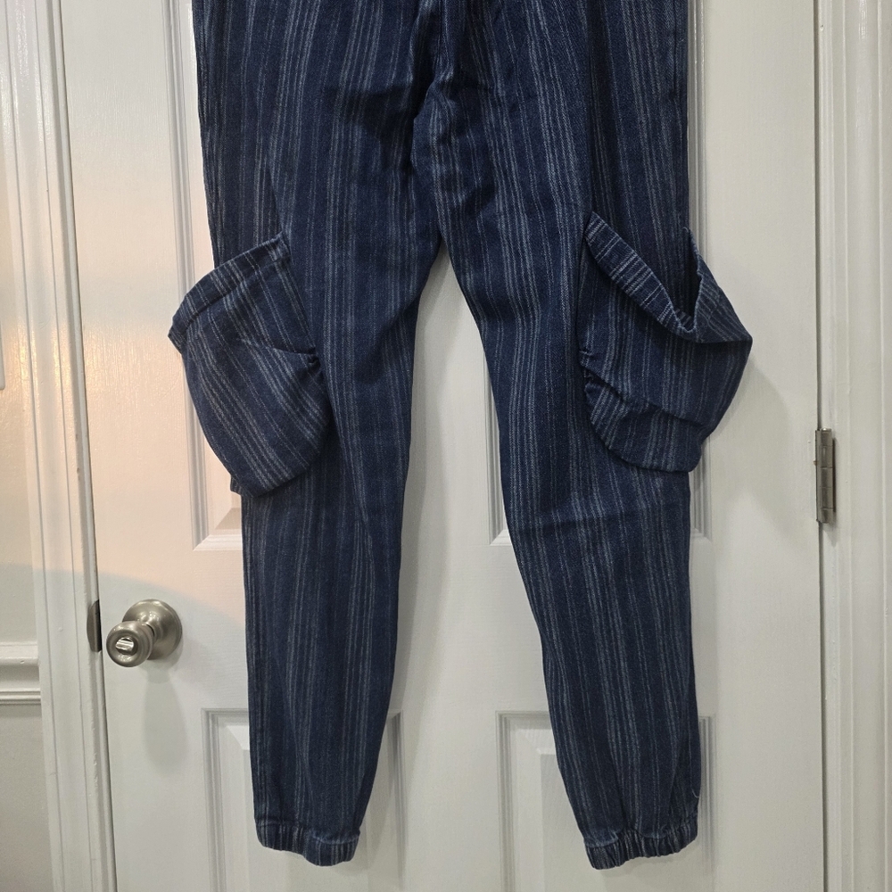 Jaded Gypsy Spiral Cluster Denim Pinstripe Cargo Pants Boho L/XL - Picture 11 of 15